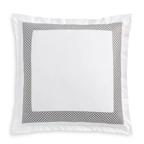 Hudson Park Collection Embroidered Geo Euro Sham in White/Silver, NEW - Picture 1 of 7